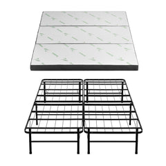 Giselle Folding Bed with Mattress Queen Portable Foldable Guest Bed Bamboo Cover