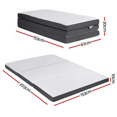 Giselle Bedding Foldable Mattress Folding Sofa Bed Tri-Fold Memory Foam Tencel Queen