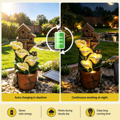 Gardeon Solar Fountains Water Features 4-Tier Cascading Flower Bowls 55cm