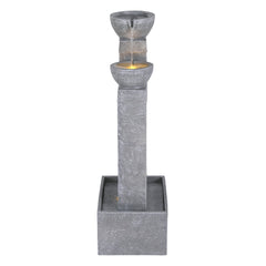 Gardeon Solar Fountain Water Feature Outdoor Fountain Indoor 3-Tier Cascading Grey
