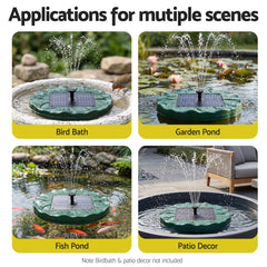 Gardeon Solar Fountain Pumps Bird Bath Floating Lotus Desig Water Feature 31cm