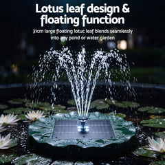 Gardeon Solar Fountain Pumps Bird Bath Floating Lotus Desig Water Feature 31cm