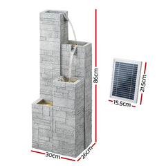 Gardeon Solar Fountain Water Feature Outdoor Indoor 4-Tier Square Cascading Beige