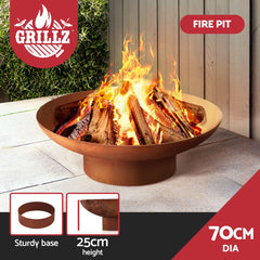 Grillz Fire Pit Bowl Cast Iron Rustic 70cm
