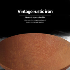 Grillz Fire Pit Bowl Cast Iron Rustic 70cm