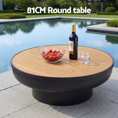 Grillz Fire Pit Table with Lid Deep Fire Bowl Wood Burning BBQ Grill for Backyard Camping Patio Picnic