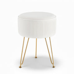 Artiss Ottoman Foot Stool Vanity Velvet Round White