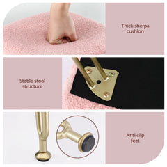 Artiss Storage Ottoman Vanity Stool Foot Stool Folding Back Pink