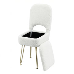 Artiss Storage Ottoman Vanity Stool Foot Stool Folding Back White