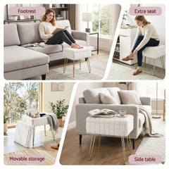 Artiss Storage Ottoman Vanity Foot Stool White