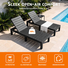 Gardeon Sun Lounge Outdoor Folding Recliner Patio Pool Beach Chair Slatted Black