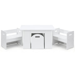 Keezi 3PCS Kids Table and Chairs Set Storage Toys Play Activity Desk