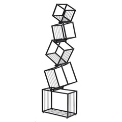 Artiss 5-Tier Bookshelf Metal Geometric Display Shelf Storage Organizer Black