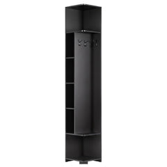 Artiss Corner Bookshelf 6-Tier Shelving with Coat Rack Black