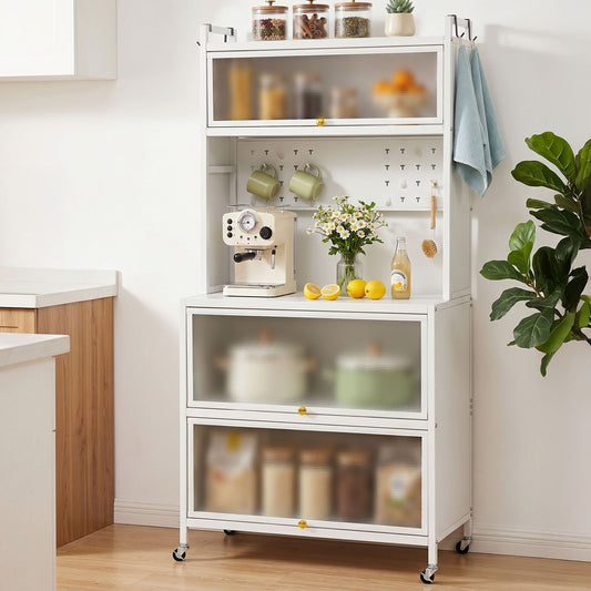 Artiss Kitchen Cabinet Storage Shelves Pegboard Cupboard Sideboard 80CMX164CM