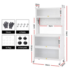 Artiss Kitchen Cabinet Storage Shelves Pegboard Cupboard Sideboard 80CMX164CM