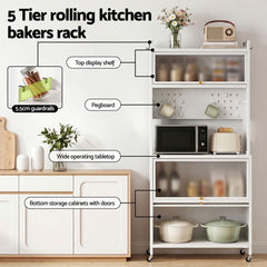 Artiss Kitchen Cabinet Storage Shelves Pegboard Cupboard Sideboard 80CMX164CM