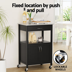 Artiss Kitchen Island Trolley Rolling Serving Cart Storage Drawer Cupboard 60cm