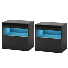 Artiss 2x Bedside Table LED - HERES Black