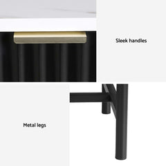Artiss 2x Bedside Table 2 Drawers - Black
