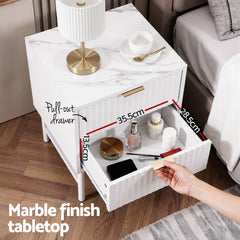Artiss 2X Bedside Table White Nightstand 2 Drawers