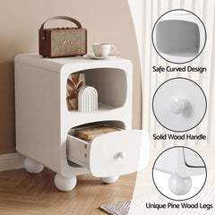 Artiss Bedside Table Storage Drawer Shelf Pine Wood Legs White