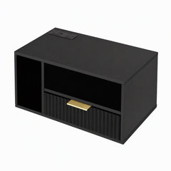Artiss Floating Bedside Table with Charging Station Black Nightstand 1 Drawer