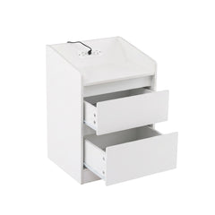 Artiss Bedside Table Nightstand with Charging Station 2 Drawers LED White