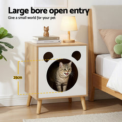 Artiss Cat Nest Bedside Table Solid Wood