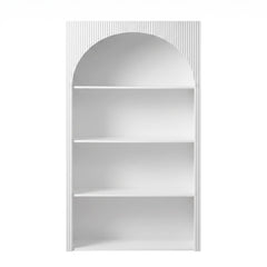 Artiss 4 Tier Bookshelf Arched Fluted Storage Display Cabinet Unit White
