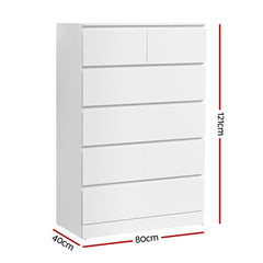 Artiss 6 Chest of Drawers - PEPE White