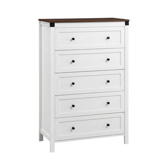 Artiss 5 Chest of Drawers Storage Tallboy White & Walnut