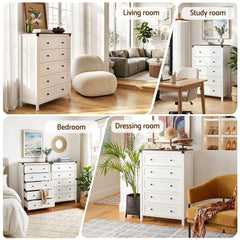 Artiss 5 Chest of Drawers Storage Tallboy White & Walnut
