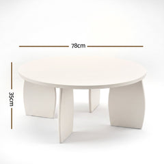 Artiss Round Coffee Table High-Gloss Center Table Minimalist Living Room Furniture 78x35cm Cream White