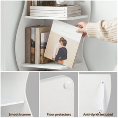 Artiss 5-Tier Bookshelf Corner Shelf S-shaped Storage Rack White