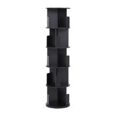 Artiss 5 Tiers Bookshelf Swivel Bookcase Display Shelves Stand Round Black