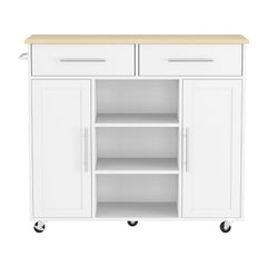 Artiss Kitchen Island Trolley Rolling Serving Cart Storage Drawer Cabinet 100cm White
