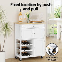 Artiss Kitchen Island Trolley Rolling Serving Cart Storage Cart Drawer Cupboard