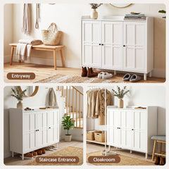 Artiss Shoe Rack Cabinet Storage Cupboard Adjustable Shelf White