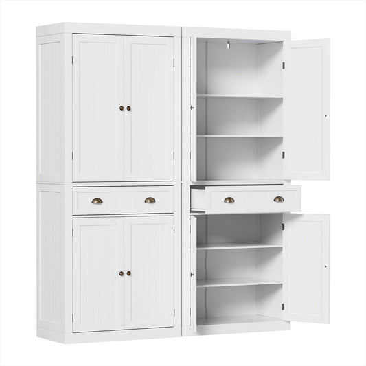 Artiss 2x Buffet Sideboard Cabinet 6-Tier Storage Pantry Cupboard Drawer White