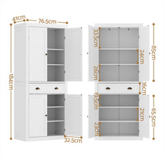 Artiss 2x Buffet Sideboard Cabinet 6-Tier Storage Pantry Cupboard Drawer White