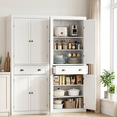 Artiss 2x Buffet Sideboard Cabinet 6-Tier Storage Pantry Cupboard Drawer White