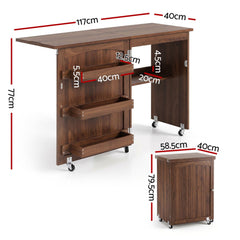 Artiss Folding Sewing Table Sewing Machine Desk Multi-functional Rolling Work Table Craft Station