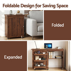Artiss Folding Sewing Table Sewing Machine Desk Multi-functional Rolling Work Table Craft Station