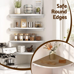 Artiss 4pc Corner Floating Wall Shelf Wall Mounted Display Rack Round Edge White