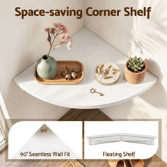 Artiss 4pc Corner Floating Wall Shelf Wall Mounted Display Rack Round Edge White
