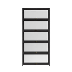 Artiss 5-Tier Display Cabinet Storage Bookshelf Clear Shelf Black