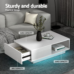 Artiss LED TV Unit & Coffee Table Set Storage Cabinet White