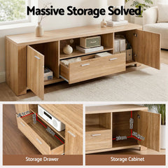 Artiss TV Unit & Coffee Table Set Storage Drawer Pine
