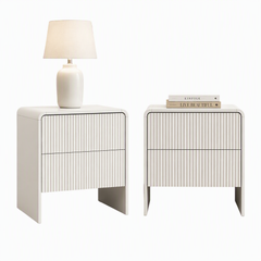 Artiss 2x Bedside Table 2 Drawers - Beige